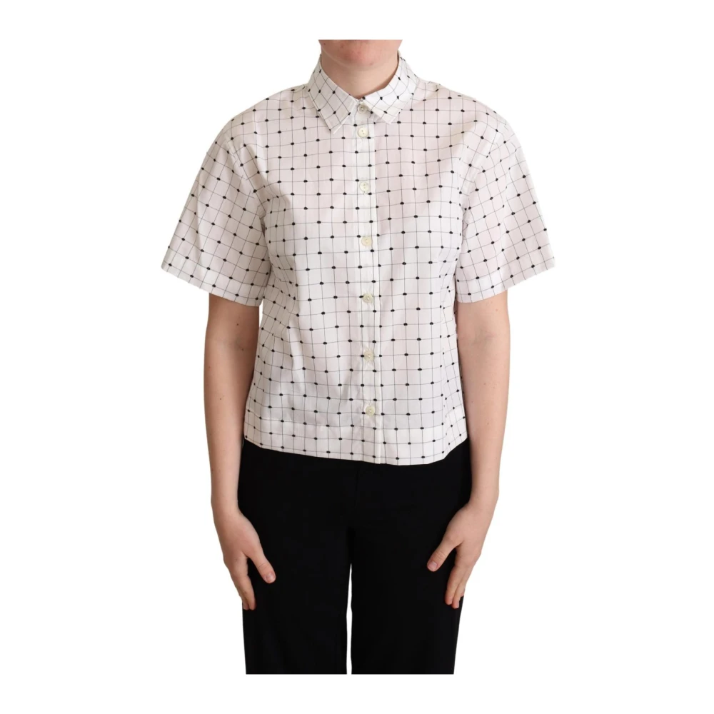 Dolce & Gabbana Femme Blanc Blouses Et Chemises, Taille: 38 Fr Chemise À Pois À Manches Courtes
