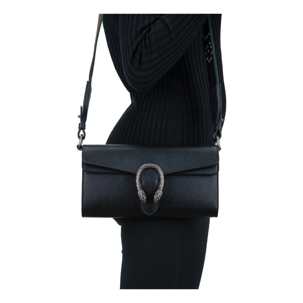 Gucci Leren Schoudertas met Magnetische Knoop Black Dames