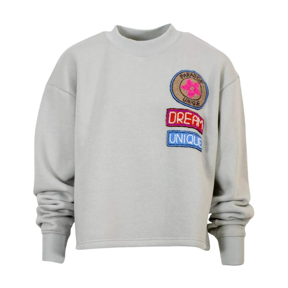 Brand Unique Gray Sweatshirts, Female, M, Embossed Logo Sweatshirt