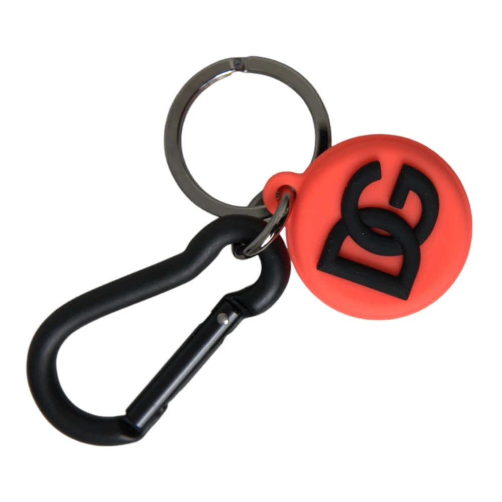 Dolce & Gabbana Rood Oranje Rubber Logo Sleutelhanger Orange Unisex