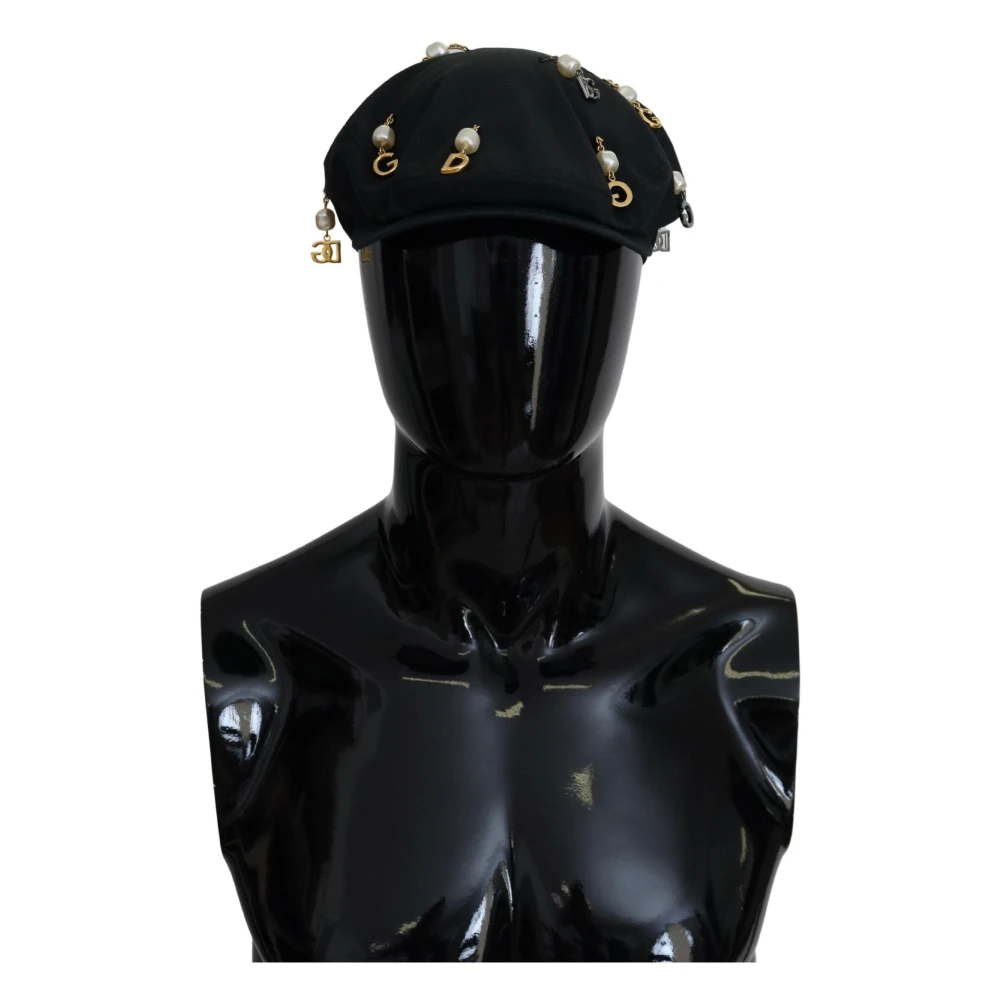 Dolce & Gabbana Prachtige Katoenen Versierde Newsboy Hoed Black Heren