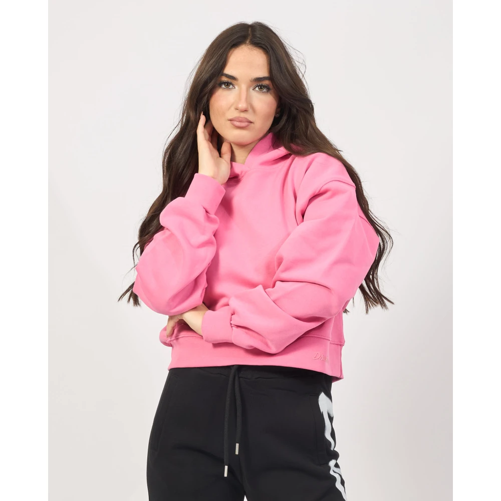 Disclaimer Roze Cropped Hoodie met Logopatch Pink Dames