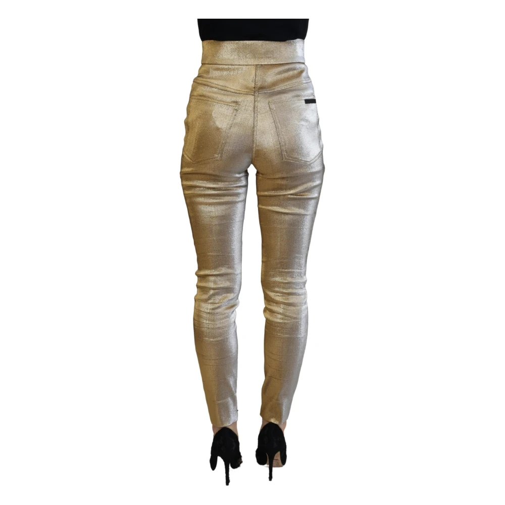 Dolce & Gabbana Gouden Hoge Taille Skinny Denim Broek Yellow Dames