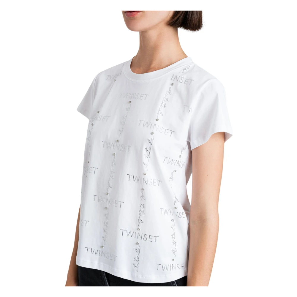 Twinset Witte T-shirts en Polos met Logo White Dames