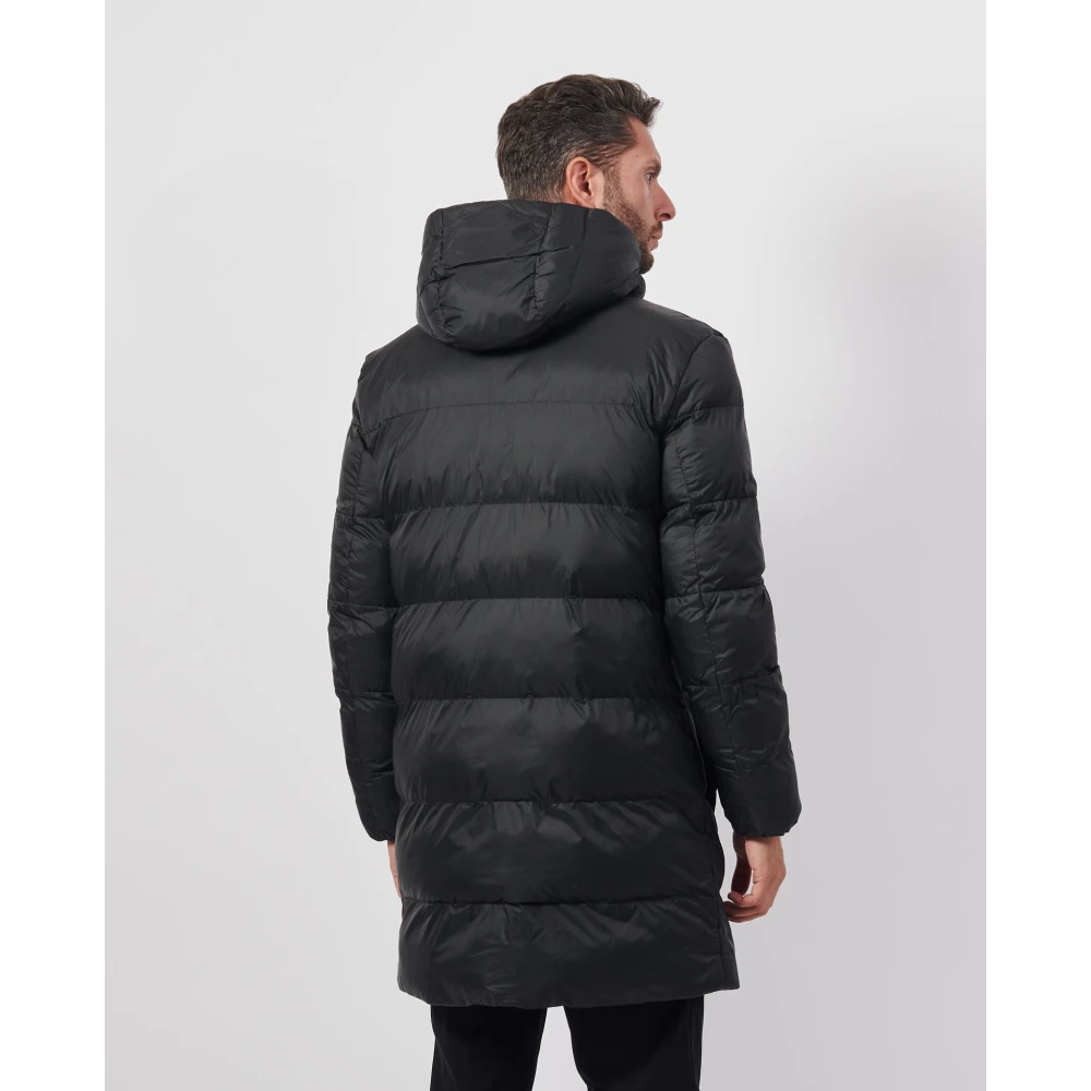 Hugo Boss Gewatteerde Waterdichte Lange Jas Black Heren