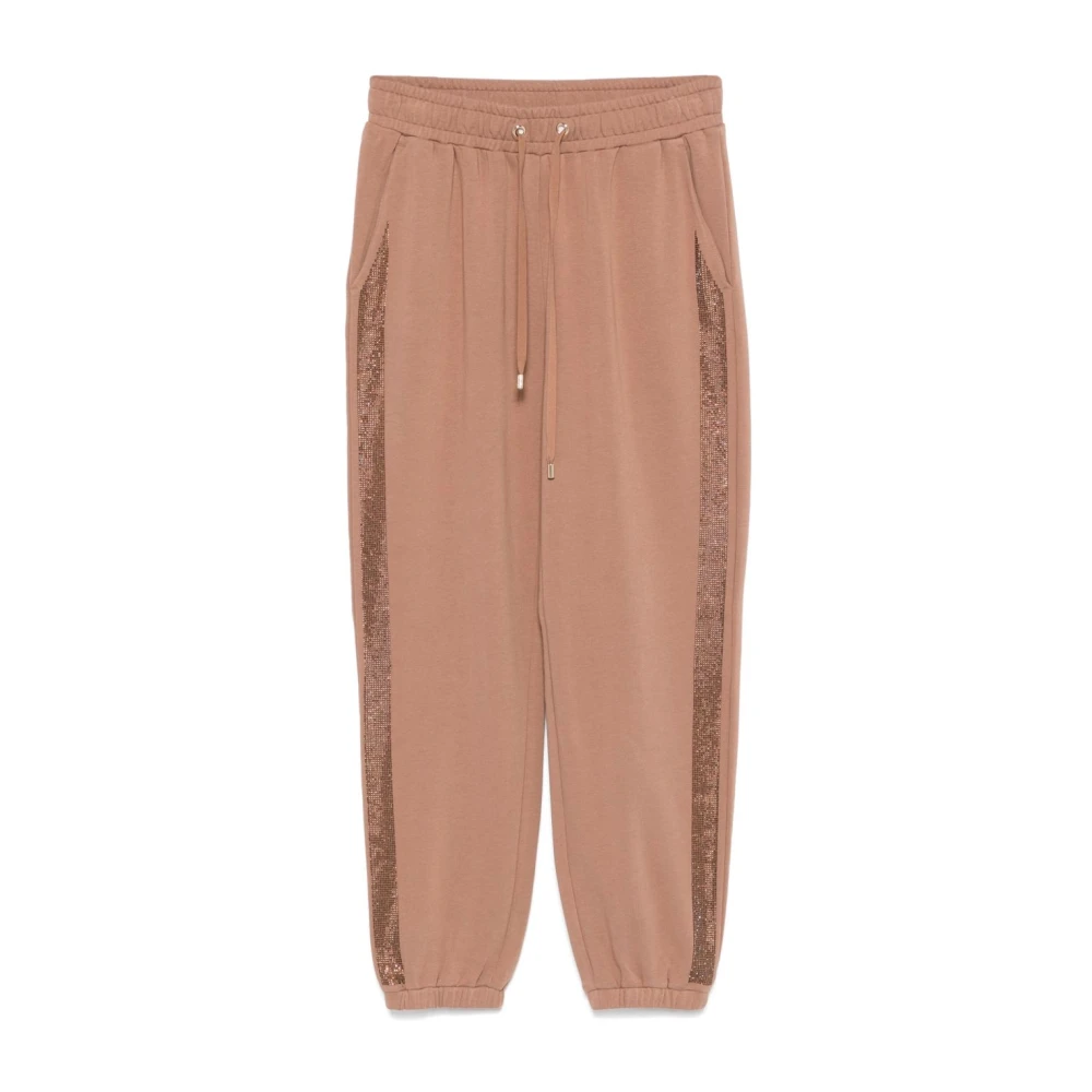 Liu Jo Bruine broek met trekkoord en strass Brown Dames