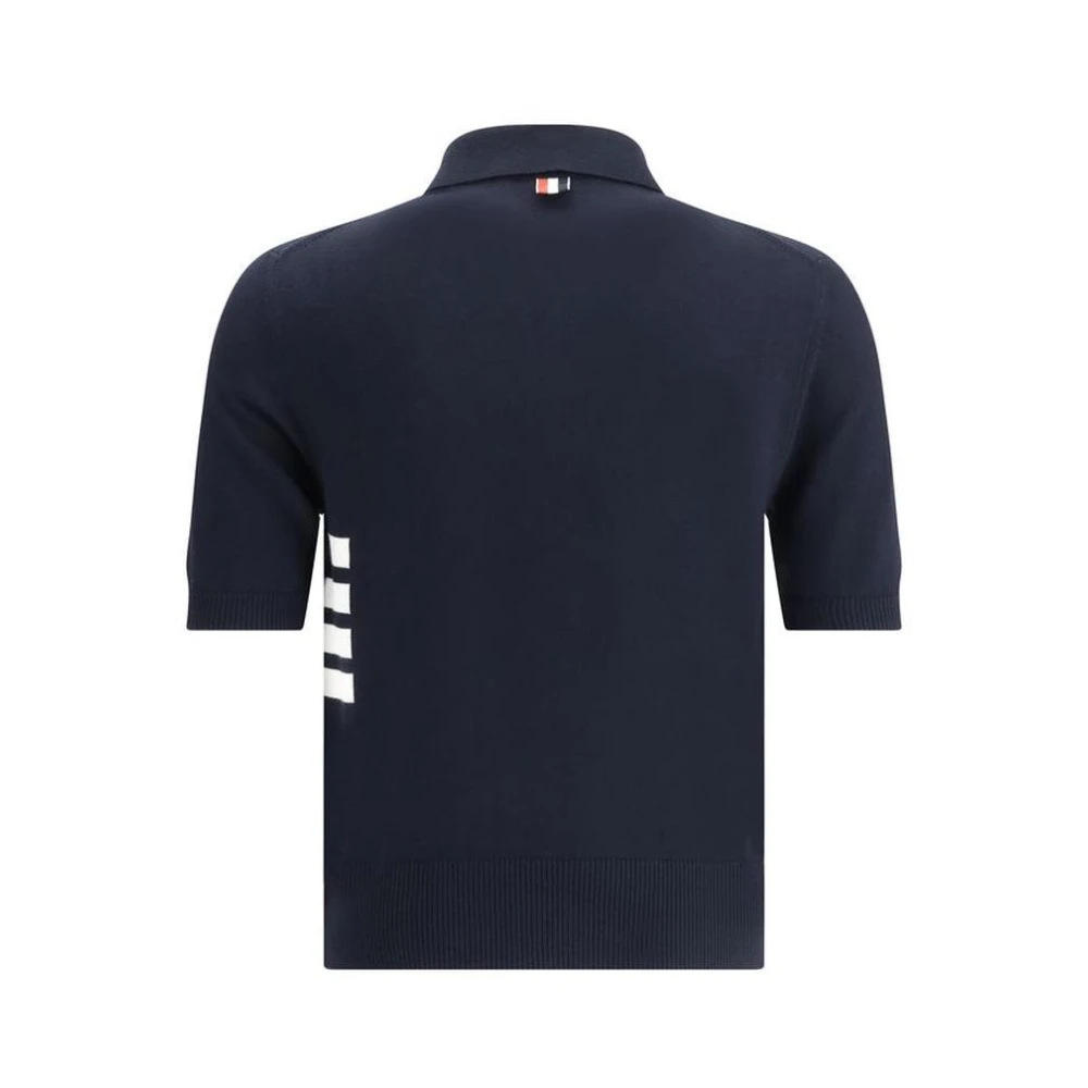 Thom Browne Gestreept Gebreid Poloshirt Blue Heren