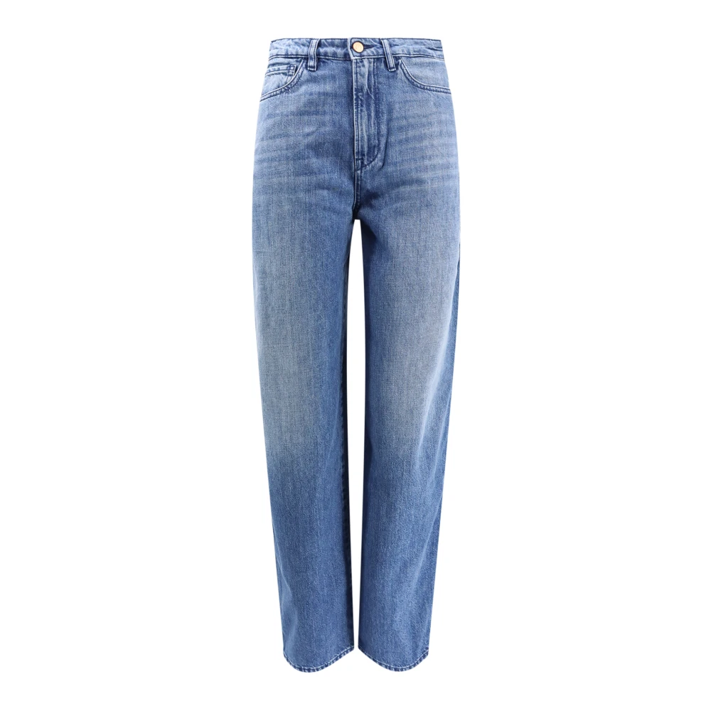 3X1 Blauwe High Waisted Wijde Pijp Jeans Blue Dames