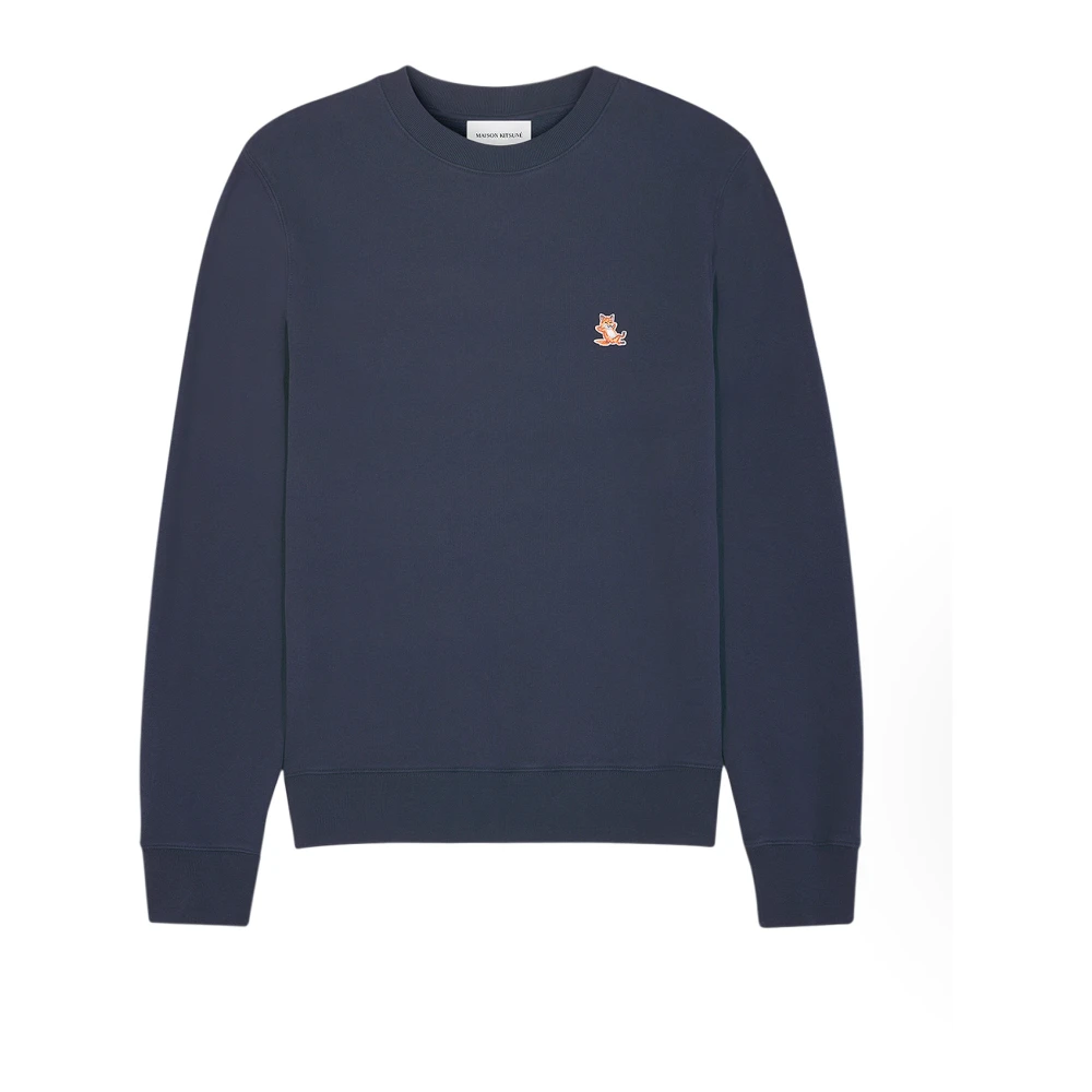 Maison Kitsuné Fox Head Patch Katoenen Sweatshirt Blue Heren
