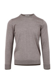 Brauner Wollpullover, Rundhals, Lange Ärmel