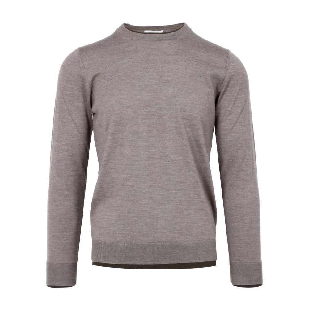 Paolo Pecora Hombre Marrón Jersey De Lana Cuello Redondo, Mangas Largas