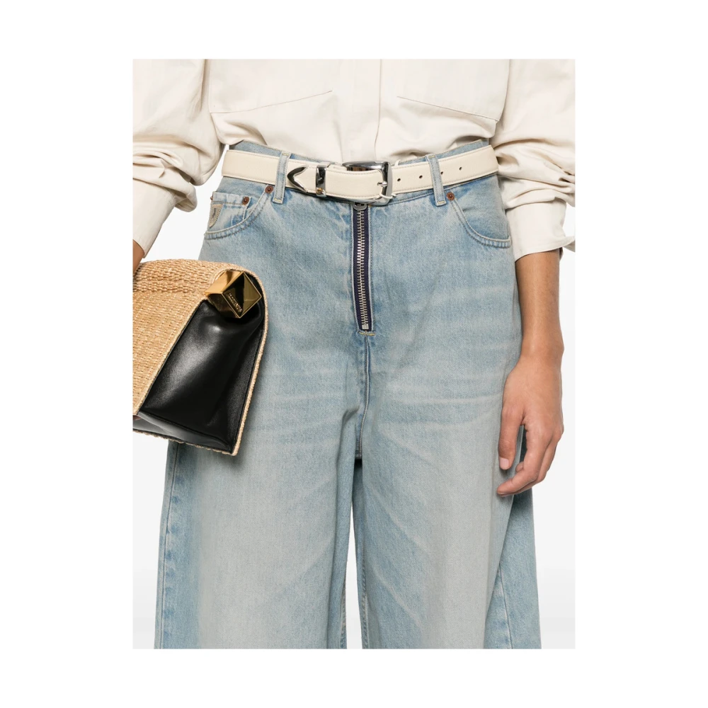 Lois Blauwe Rits Voorkant Klassieke Vijf Zakken Jeans Blue Dames