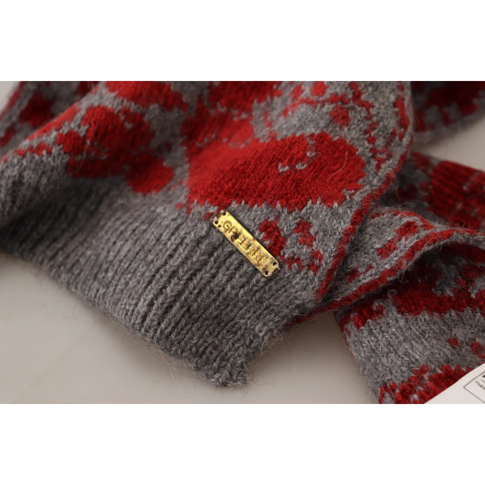 Gianfranco Ferré Chique Rood & Grijs Katoenen Omslag Sjaal Multicolor Dames