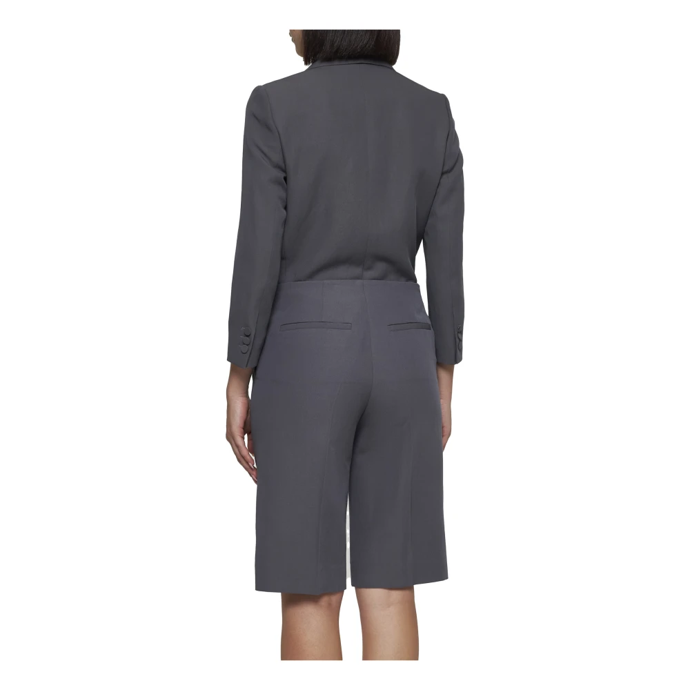 Dries Van Noten Beige Wollen Blend Shorts Rechte Pijp Gray Dames