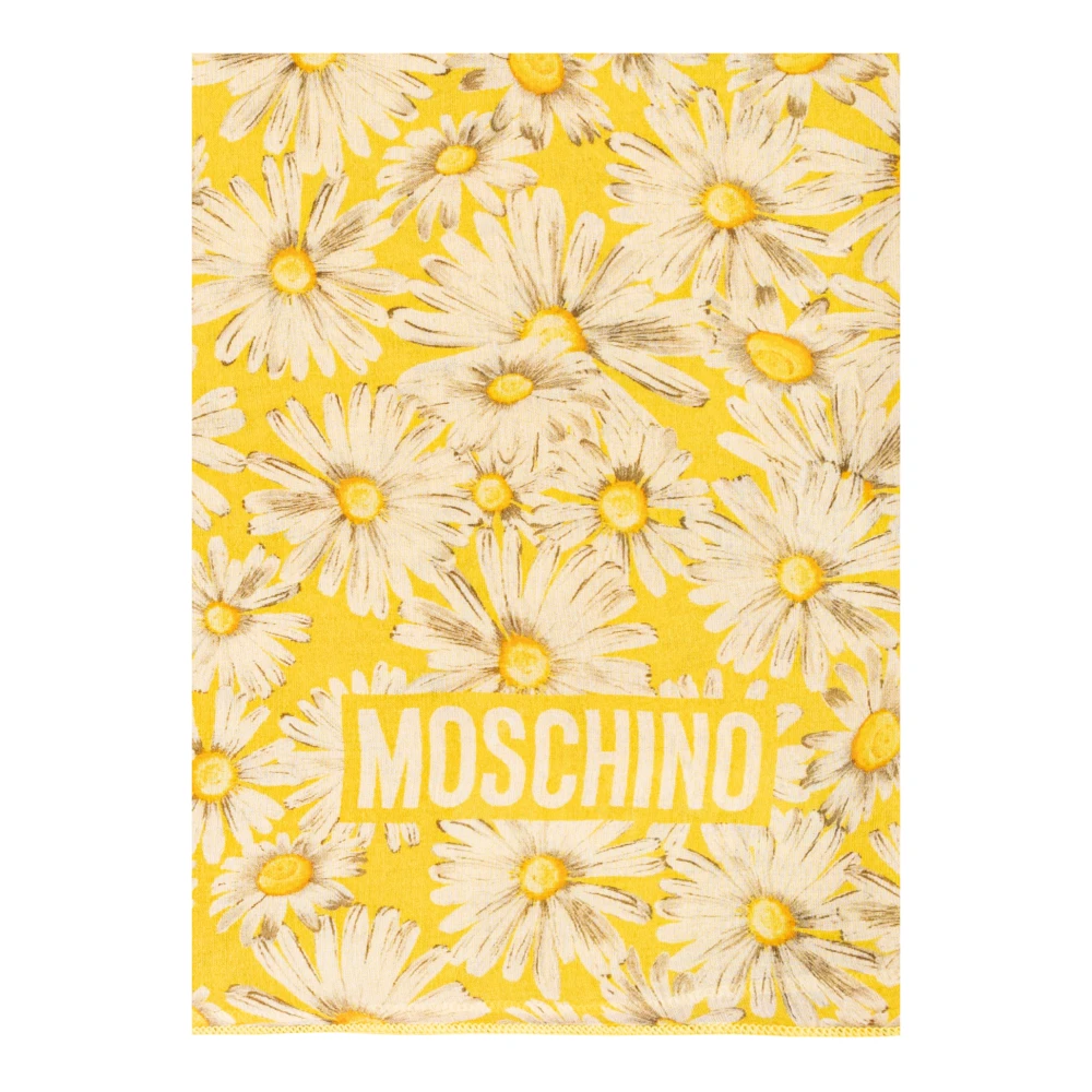 Moschino Zijden sjaal met bloemmotief Yellow Unisex