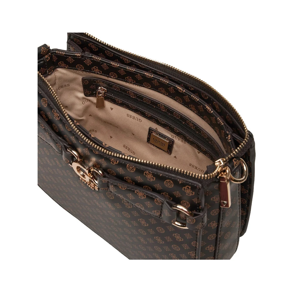 Guess Bruine leren schoudertas met gouden details Brown Dames