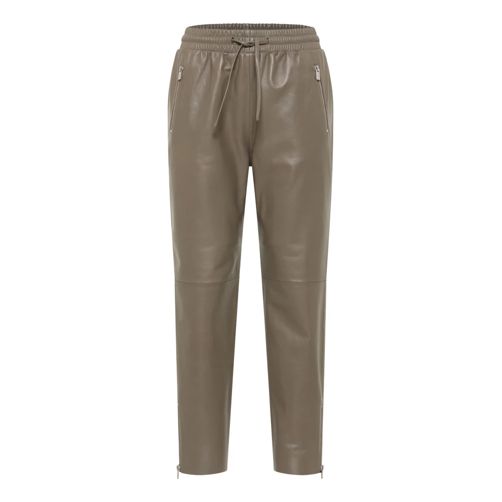 Carlo Colucci Women's Brown Leather Trousers - Leather Trousers - L - Trousers