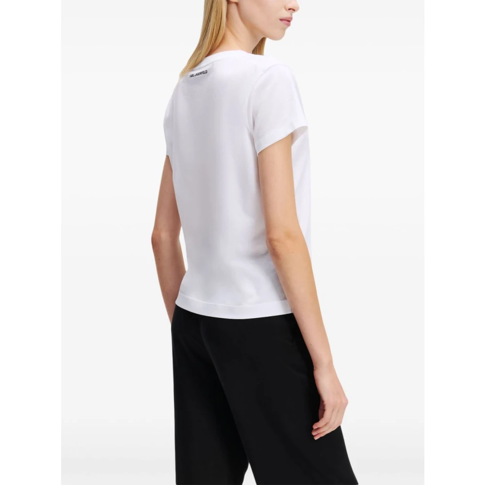 Karl Lagerfeld WIT Hart Logo Ronde Hals T-Shirt White Dames