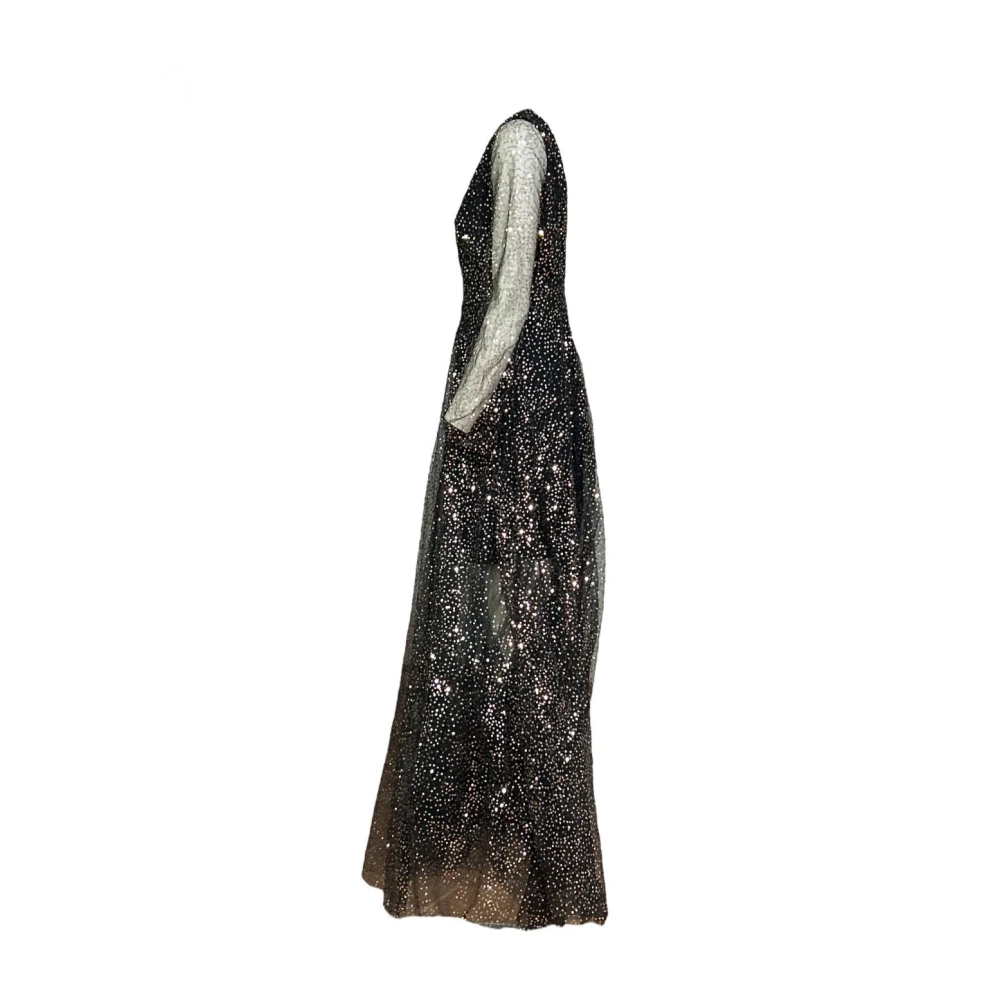 Molly Bracken Zwarte tule jurk met gouden pailletten Black Dames