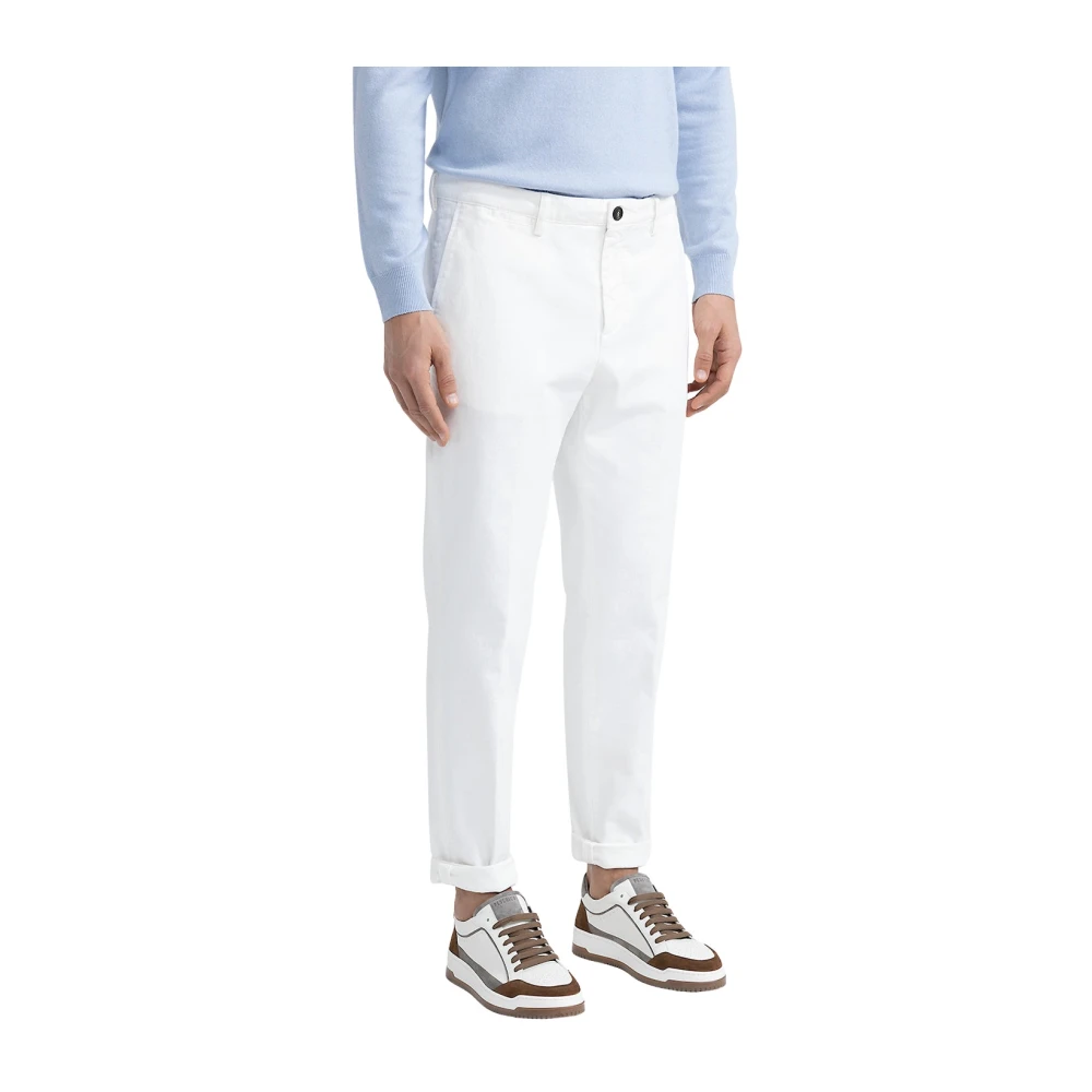 PESERICO Witte bull denim chino's White Heren