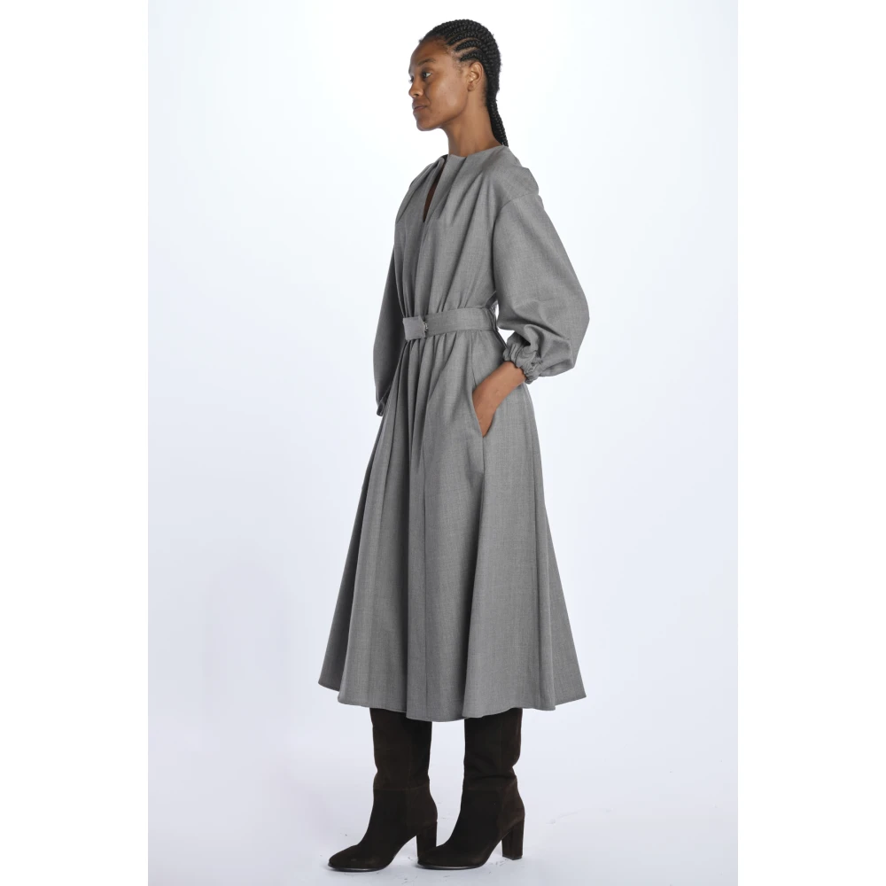 Crida Milano Wollen Canvas Jurk Treviso Gray Dames