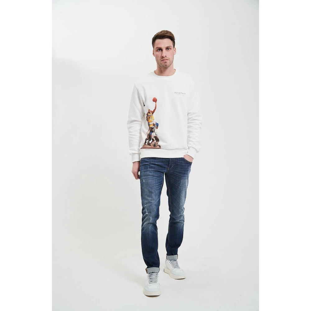 Throwback Stijlvolle Fleece Trui White Heren