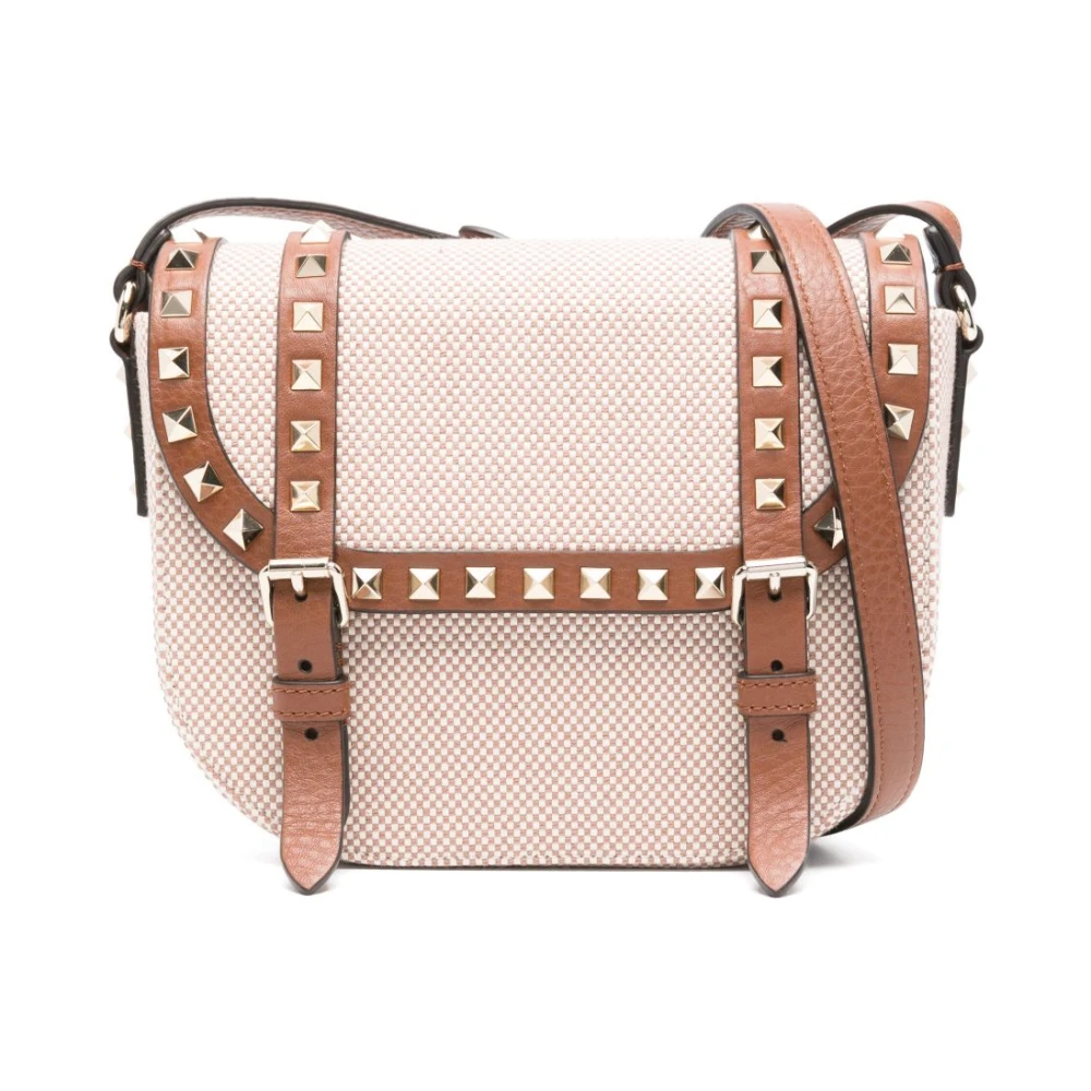 Valentino Garavani Rockstud Small Messenger Tas Beige Dames