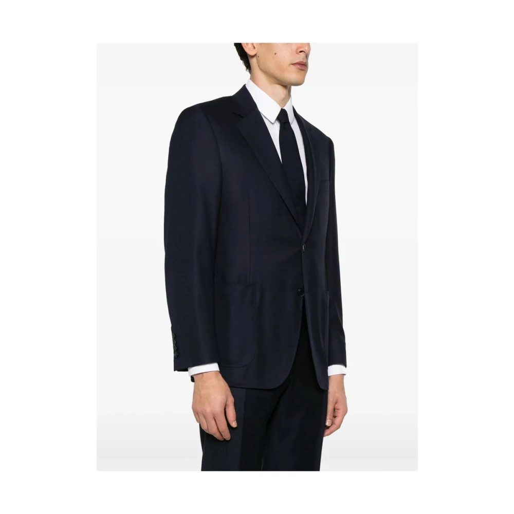 Canali Navy Blue Button-Up Jacket Blue Heren