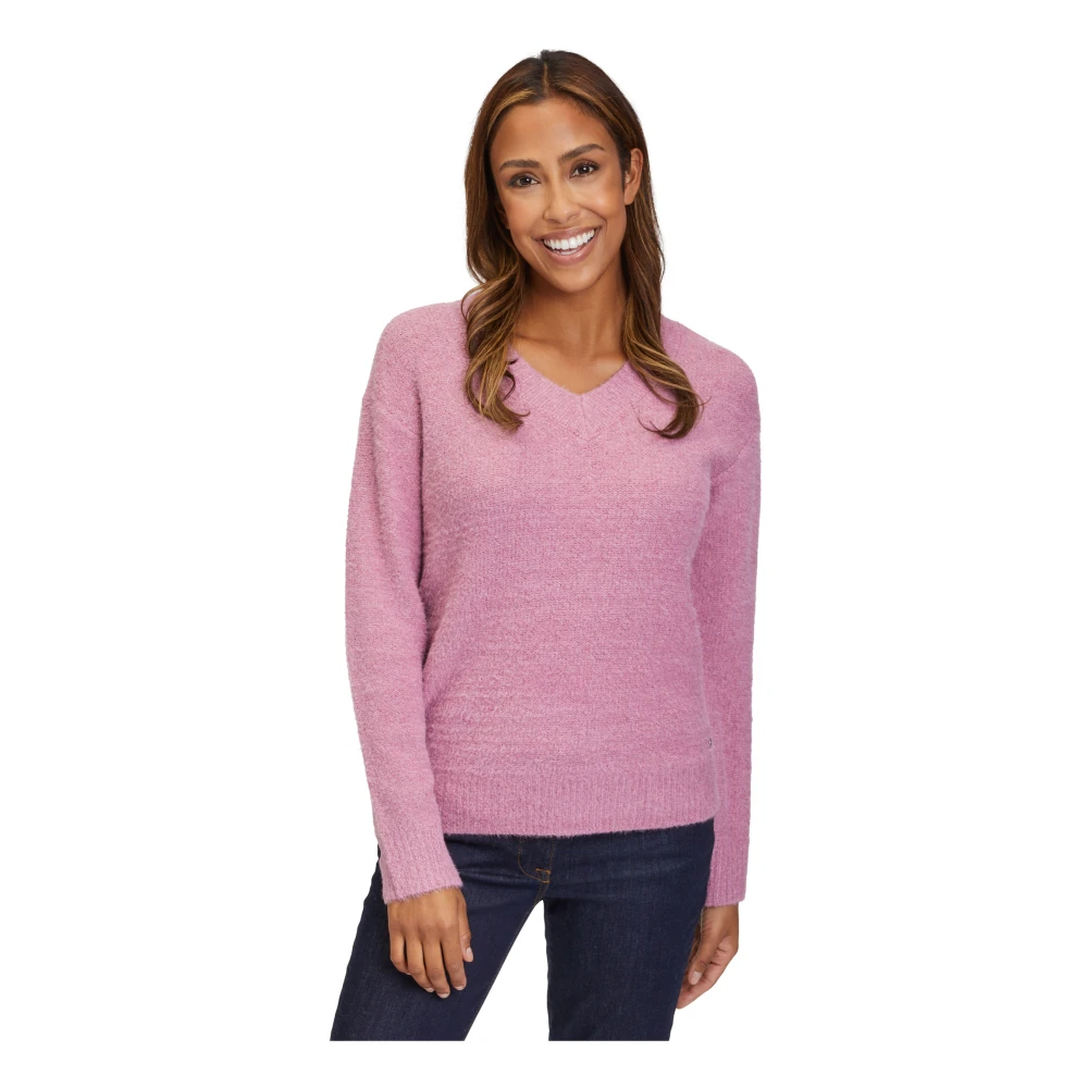Betty & Co Casual V-hals Gebreide Trui Purple Dames