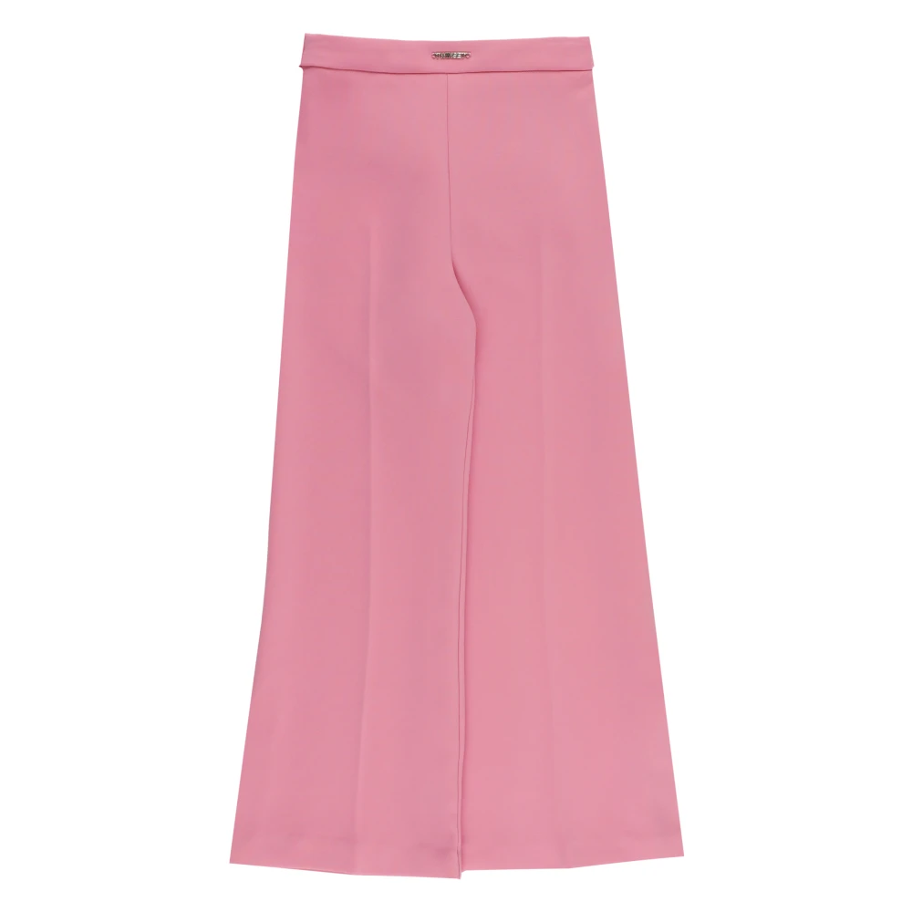 Twinset Girls Pink Sweatpants, 8 Y, Flared Crepe Trousers With Slits