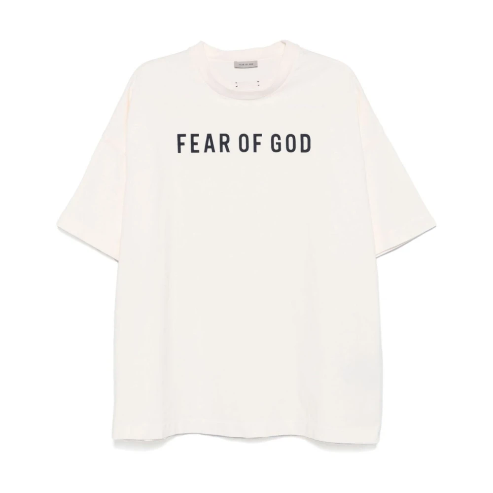 Fear Of God Zwart Logo Print T-shirt Beige Heren