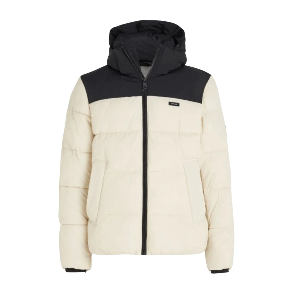 Calvin Klein Heren Color Block Gewatteerde Jas Beige Heren