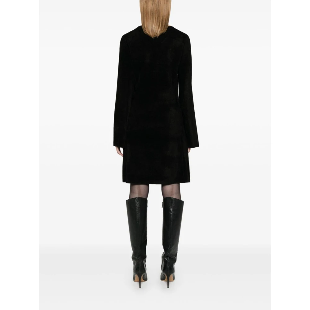 Emporio Armani Zwarte Gebreide V-Hals Jurk Black Dames