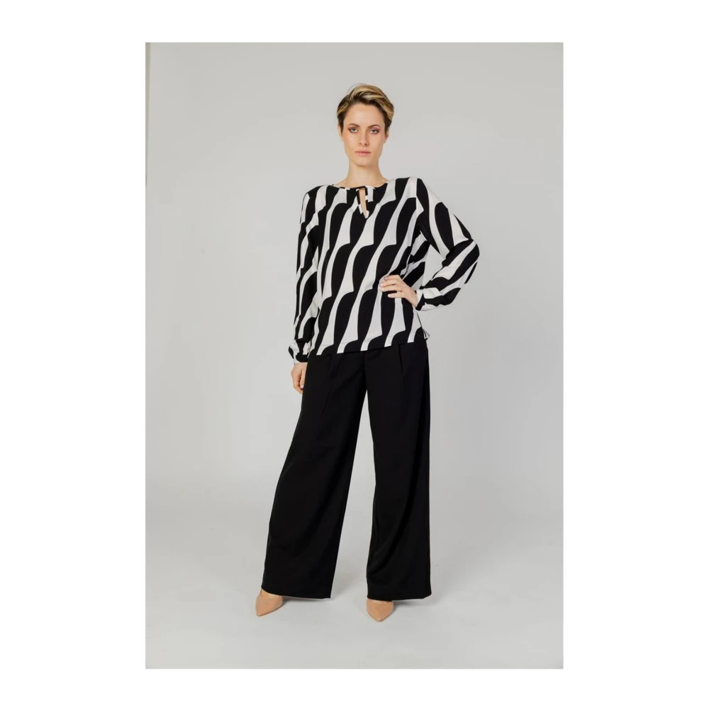Street One Abstract Print Blouse met Lange Mouwen Black Dames