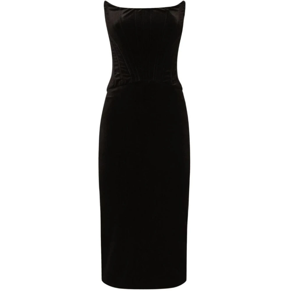 Dolce & Gabbana Strapless Lange Zwarte Jurk Black Dames