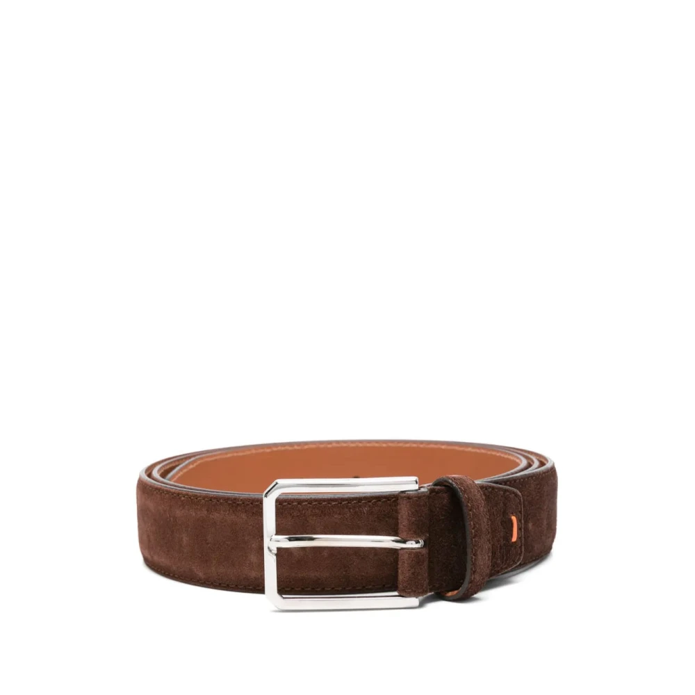 Santoni Men's Brown Belts, 120 Cm, Leather Adjustable Belt