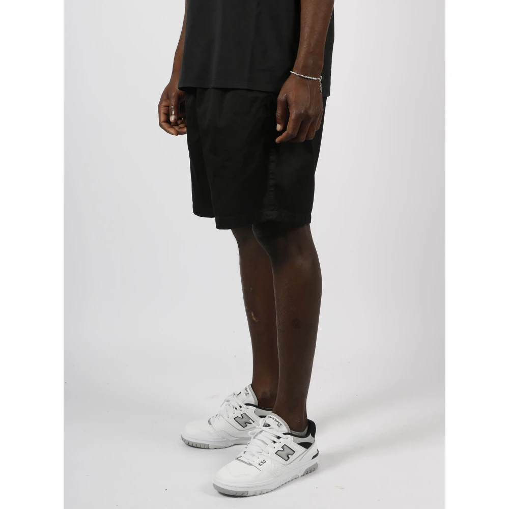 14 Bros Katoenen Twill Bermuda Shorts Black Heren