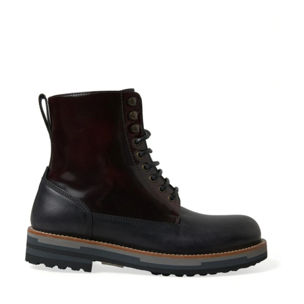 Dolce & Gabbana Men's Black Leather Military Combat Boots