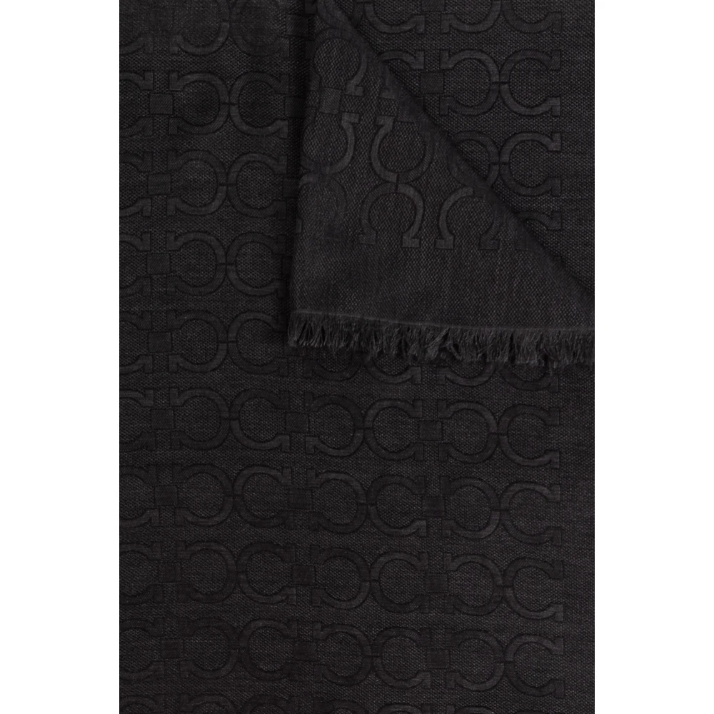 Salvatore Ferragamo Sjaal met Monogram Black Heren