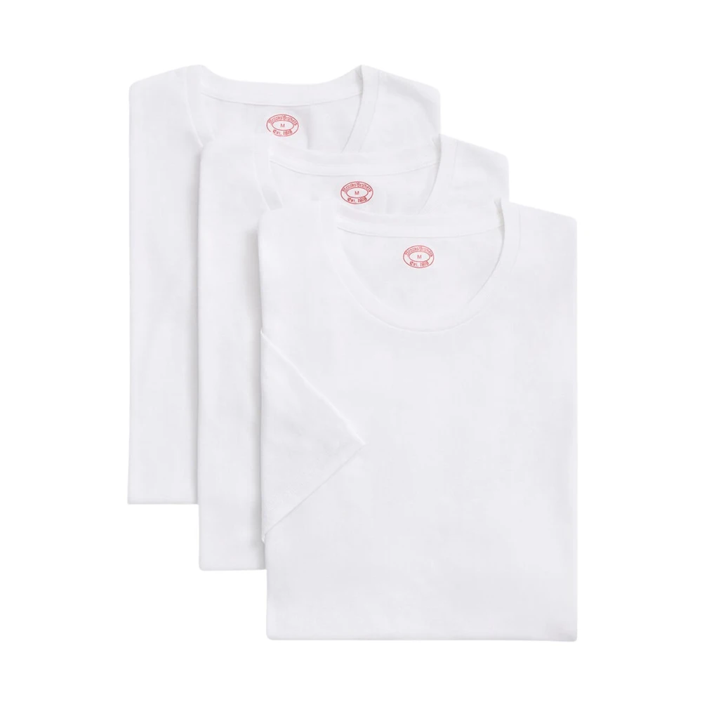 Brooks Brothers Vit Supima Bomull Crewneck 3 Pack T-Shirts White, Herr