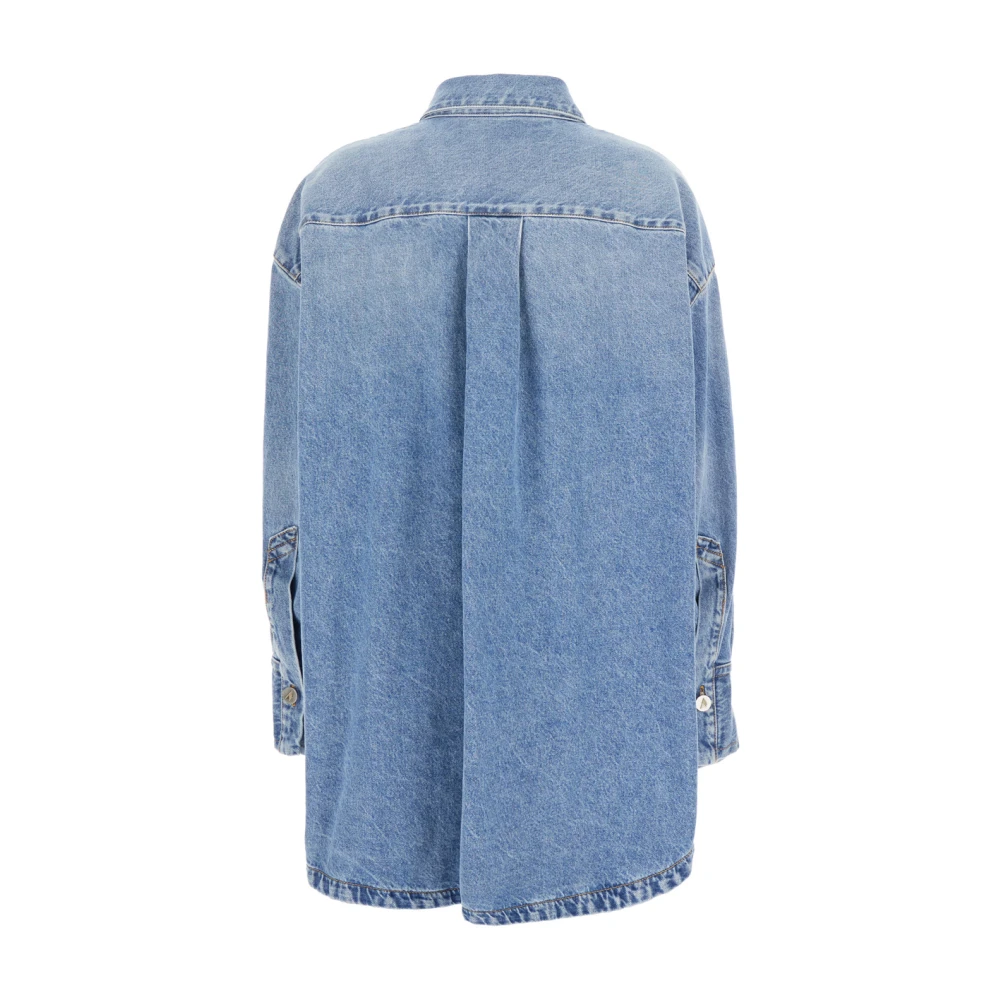 The Attico Blauw Geborduurd Katoenen Overhemd Vrouw Blue Dames