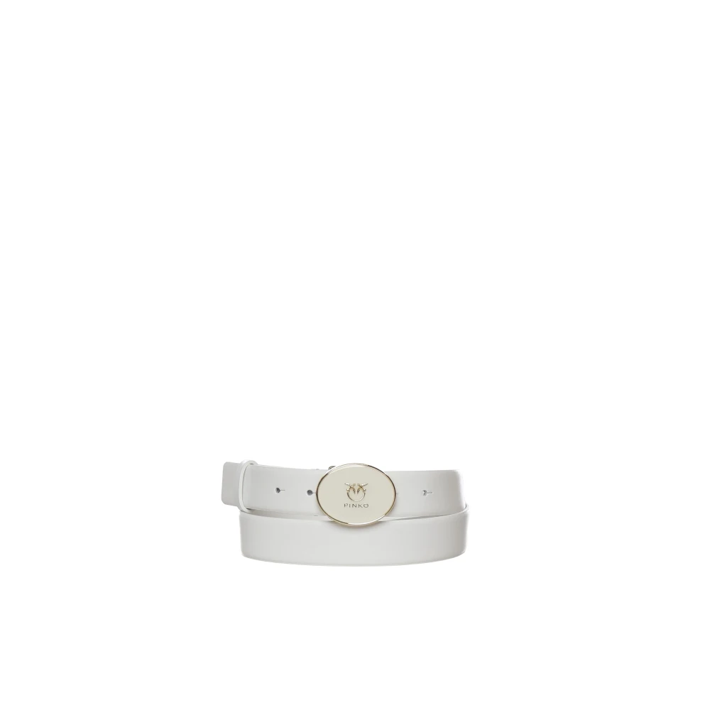 Pinko Women's White Belts, L, Round Enamel H2-8 Belt