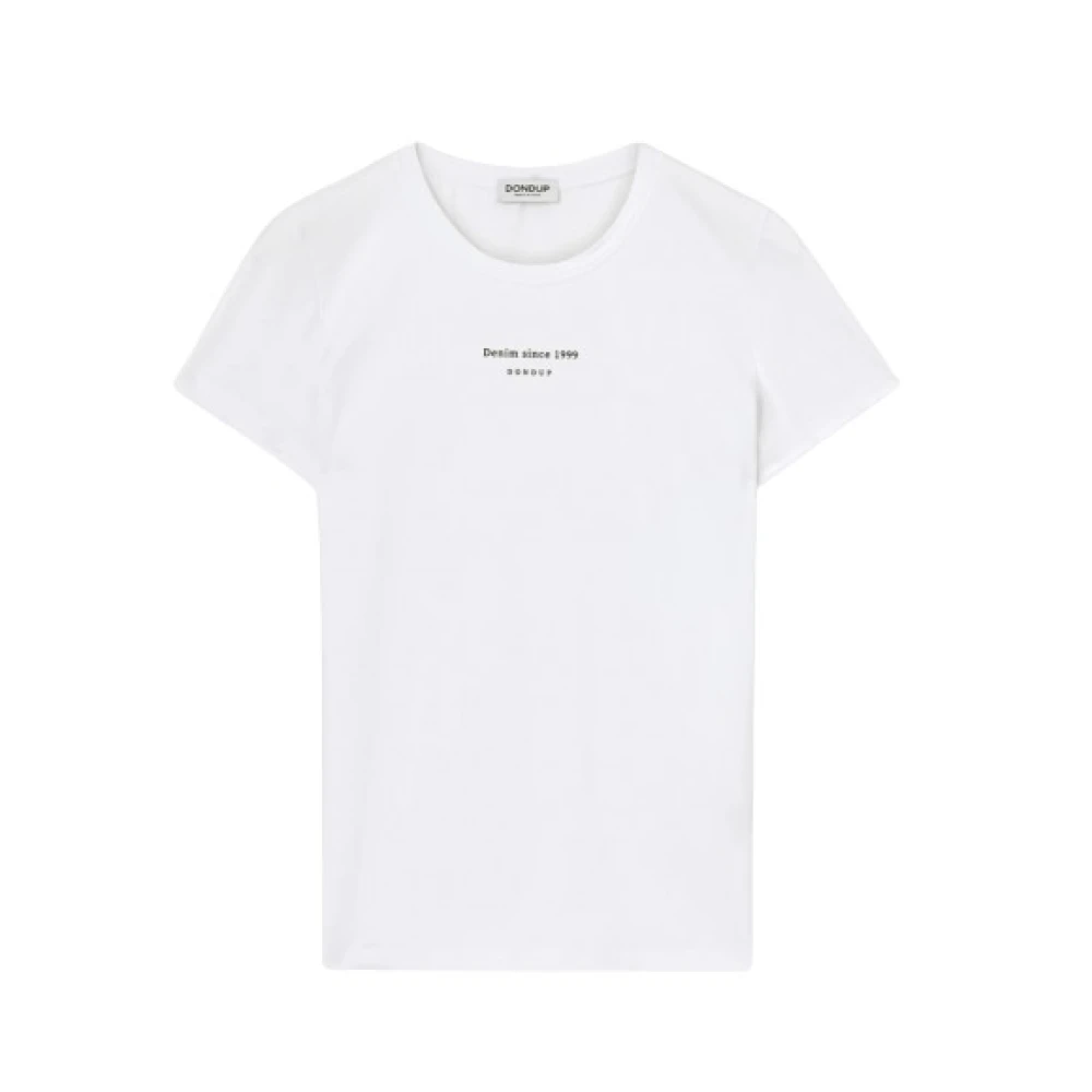 Dondup Slim-Fit T-Shirt met Logo Print White Dames