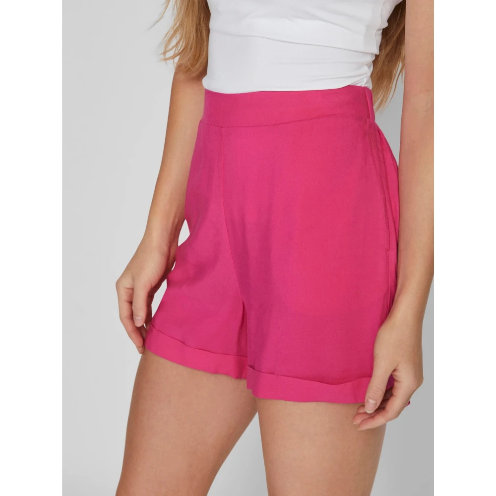 Vila Casual hoge taille denim shorts Pink Dames