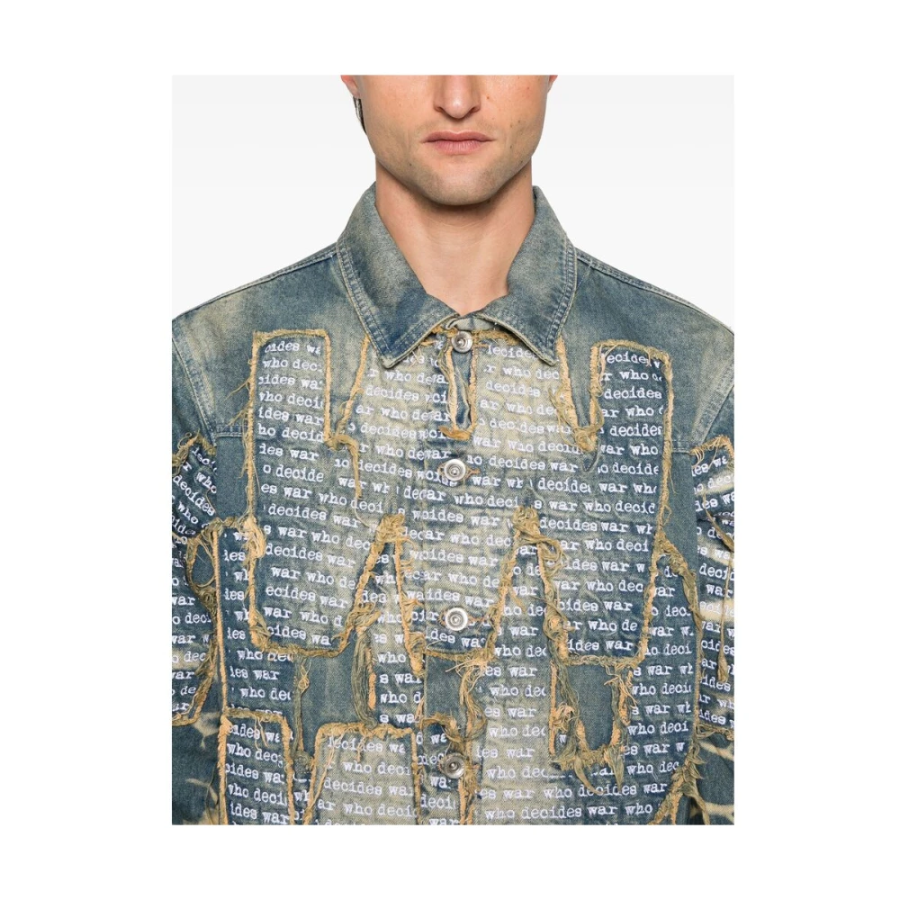 Who Decides War Blauwe Denim Patchwork Jas Blue Heren
