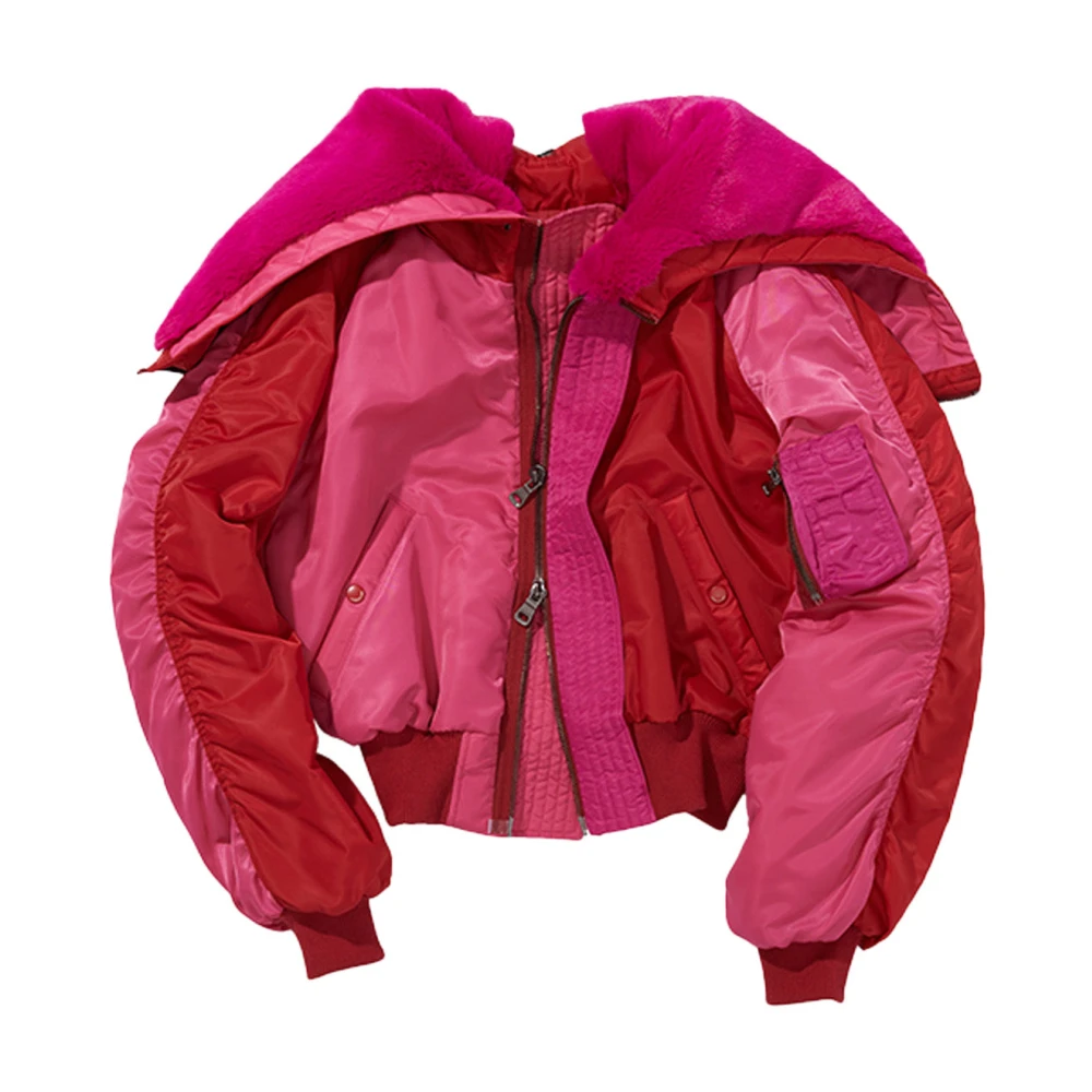 Andersson Bell Färgglad Shearling-Krage Kort Jacka Pink, Dam