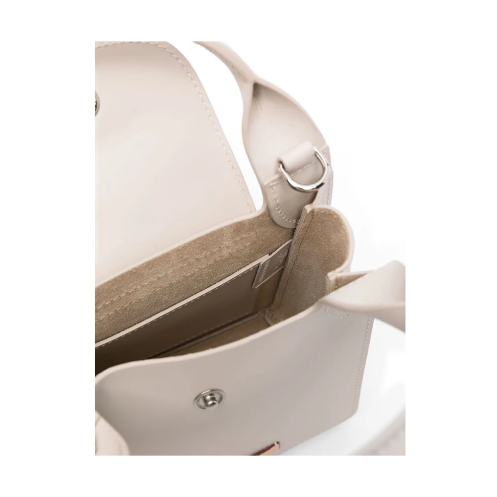 Longchamp Ecru Kalfsleer Foldover Schoudertas Beige Dames
