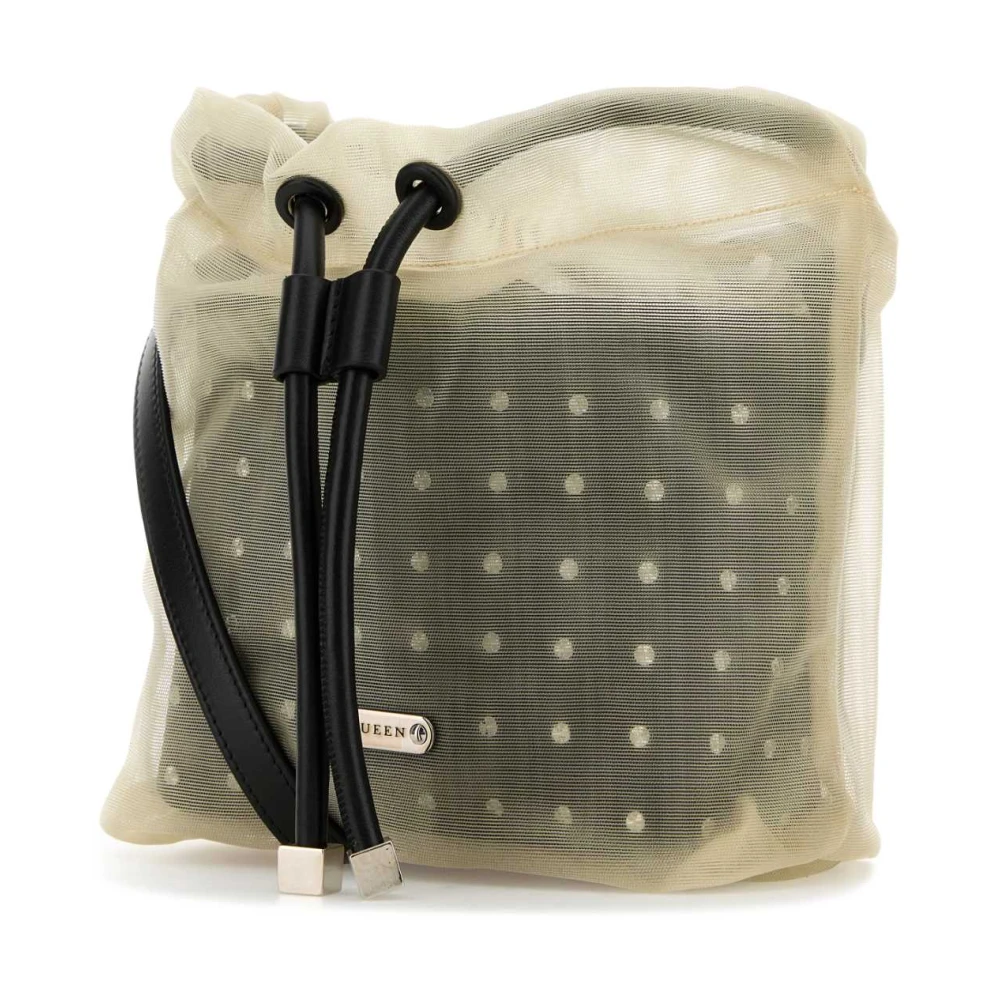 alexander mcqueen Nebula Crossbody Tas van Leer en Tule Gray Dames