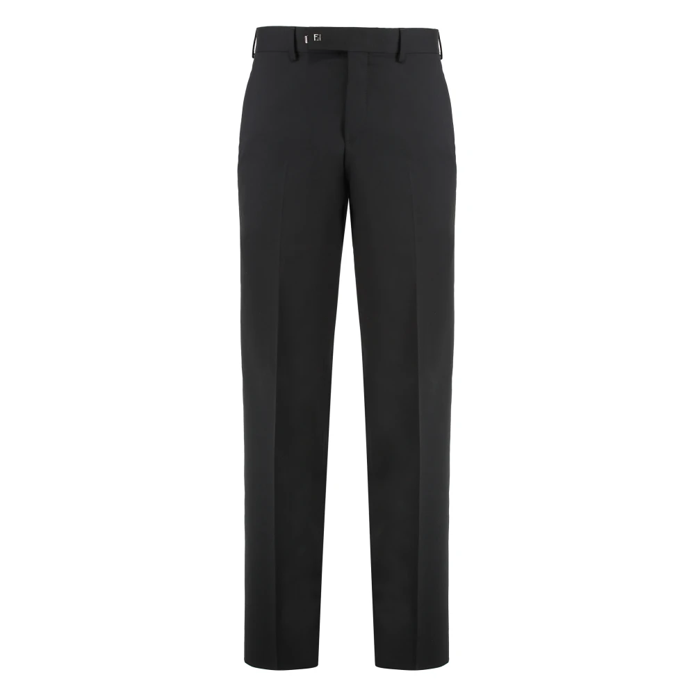 Fendi Mannelijk Zwart Broeken Heren, M, Wol, Wollen Broek