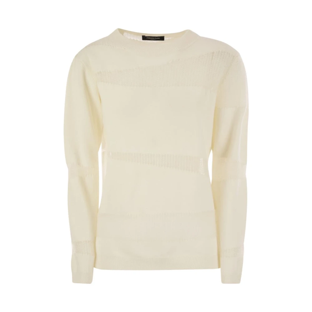 Fabiana Filippi White Jumper In Platinum And Mohair - Female - Round-Neck Knitwear - 2XS - Knitwear